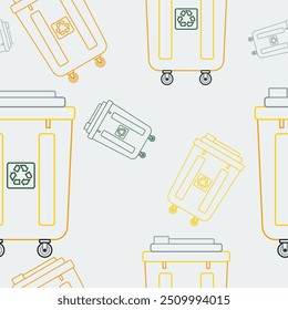 Ilustración vectorial de contenedores de basura de estilo de contorno editable en varios Colores como patrón transparente para crear un fondo de estilo de vida limpio y diseño relacionado con el medio ambiente