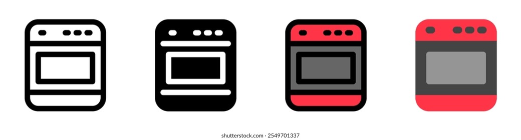 Ícone de vetor de forno editável. Padaria, cozinha, eletrodomésticos, utensílios de cozinha, alimentos. Parte de uma grande família de conjuntos de ícones. Perfeito para interfaces web e app, apresentações, infográficos, etc