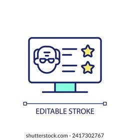 Editable overcome skill shortage icon representing unretirement, isolated vector, thin line illustration.