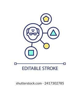 Editable overcome skill shortage icon representing unretirement, isolated vector, thin line illustration.