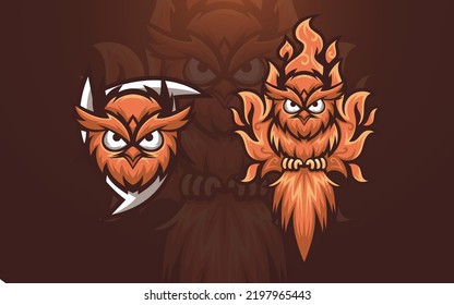 Editable owl mascot logo template