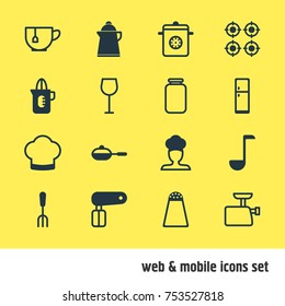 Editable Pack Of Chef, Refrigerator, Steamer And Other Elements.  Vector Illustration Of 16 Restaurant Icons. 