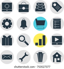 Editable Pack Of Coupon, Board, Messages And Other Elements.  Vector Illustration Of 16 Online Icons. 