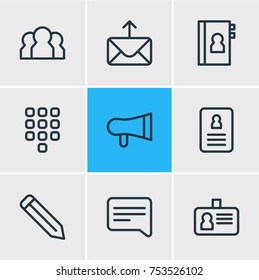 Editable Pack Of Group, Number, Megaphone And Other Elements.  Vector Illustration Of 9 Community Outline Icons. 