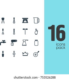 Editable Pack Of Handmixer, Can, Carafe Elements.  Vector Illustration Of 16 Cooking Icons. 
