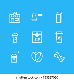 Editable Pack Of House, Coffee To Go, Turkish And Other Elements.  Vector Illustration Of 9 Drink Outline Icons. 