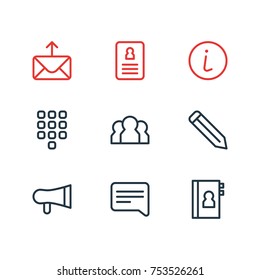 Editable Pack Of Pencil, Copybook, Number And Other Elements.  Vector Illustration Of 9 Community Outline Icons. 