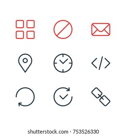 Editable Pack Of Url, Letter, Reload And Other Elements.  Vector Illustration Of 9 Annex Outline Icons. 