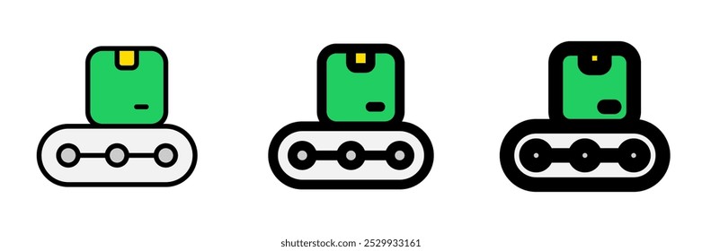 Editable package in conveyor belt vector icon. Shipping, delivery, e-commerce, transport, logistics. Part of a big icon set family. Perfect for web and app interfaces, presentations, infographics, etc