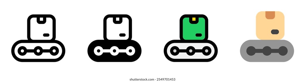 Editable package in conveyor belt vector icon. Shipping, delivery, e-commerce, transport, logistics. Part of a big icon set family. Perfect for web and app interfaces, presentations, infographics, etc