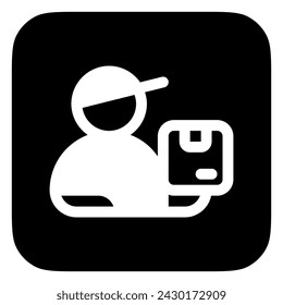 Editable package courier, delivery man vector icon. Shipping, delivery, e-commerce, logistics. Part of a big icon set family. Perfect for web and app interfaces, presentations, infographics, etc