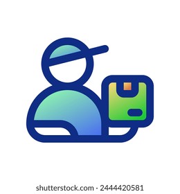 Editable package courier, delivery man vector icon. Shipping, delivery, e-commerce, logistics. Part of a big icon set family. Perfect for web and app interfaces, presentations, infographics, etc