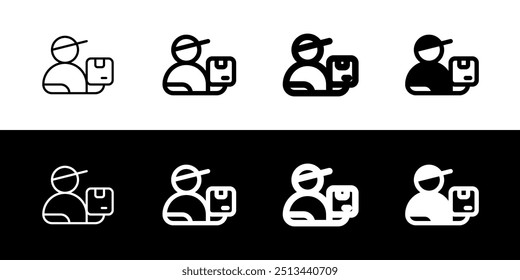 Editable package courier, delivery man vector icon. Shipping, delivery, e-commerce, logistics. Part of a big icon set family. Perfect for web and app interfaces, presentations, infographics, etc