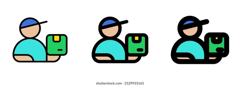 Editable package courier, delivery man vector icon. Shipping, delivery, e-commerce, logistics. Part of a big icon set family. Perfect for web and app interfaces, presentations, infographics, etc