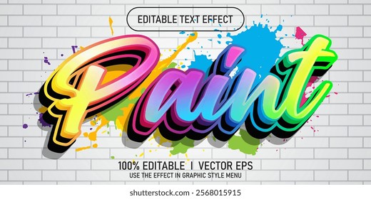 editable paint vector text effect with modern style design