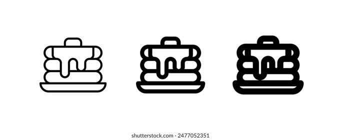 Editierbarer Pfannkuchen mit Ahornsirup und Butter-Vektorgrafik-Symbol. Bäckerei, Kochen, Essen. Teil einer großen Icon-Set-Familie. Ideal für Web- und App-Interfaces, Präsentationen, Infografiken usw