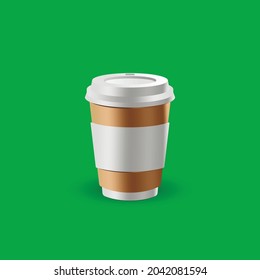 editable paper coffee cup vector in 3d realistic design mock up. coffee cup with brand paper Sleeve Illustration