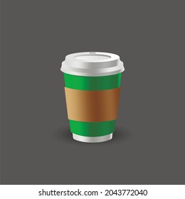 editable paper coffee cup vector in 3d realistic design mock up. coffee cup with brand paper Sleeve Illustration