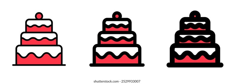 Bearbeitbarer Partykuchen, Hochzeit, Geburtstagsvektorsymbol. Bäckerei, Kochen, Essen. Teil einer großen Ikone-Set-Familie. Perfekt für Web- und App-Schnittstellen, Präsentationen, Infografiken usw.