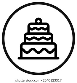 Bearbeitbarer Partykuchen, Hochzeit, Geburtstagsvektorsymbol. Bäckerei, Kochen, Essen. Teil einer großen Ikone-Set-Familie. Perfekt für Web- und App-Schnittstellen, Präsentationen, Infografiken usw.