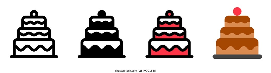 Bearbeitbarer Partykuchen, Hochzeit, Geburtstagsvektorsymbol. Bäckerei, Kochen, Essen. Teil einer großen Ikone-Set-Familie. Perfekt für Web- und App-Schnittstellen, Präsentationen, Infografiken usw.