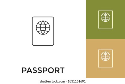 Editable Passport Thin Line Icon with Title. Useful For Mobile Application, Website, Software and Print Media.