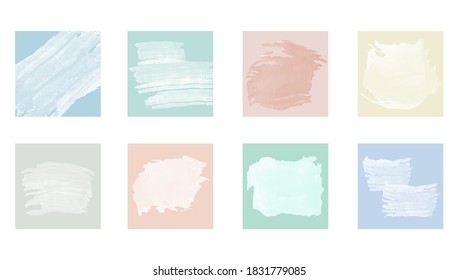Editable pastel social media post templates set. Simple modern square banner for digital marketing. Abstract background with watercolor stroke texture for social media posts, mobile apps, blog, quotes