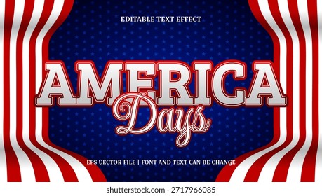 Editable Patriotic 3D Text Effect Design for American-Themed Celebrations, Featuring Bold Red, White, and Blue Stripes and Dynamic Typography