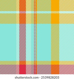 Editable pattern background texture, grand textile check tartan. Collection plaid seamless fabric vector in teal and bright colors palette.