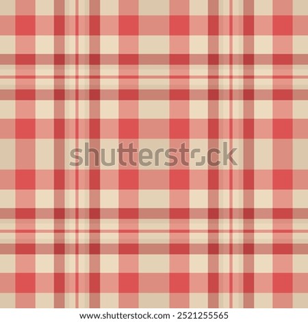 Editable pattern vector check, border seamless tartan fabric. Pajamas textile plaid background texture in red and light colors palette.