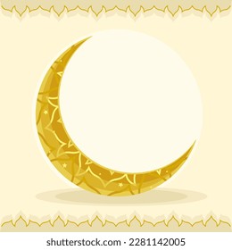 Editable Patterned Gold Crescent Moon Vector Illustration for Islamic Holy Moment Design Concept