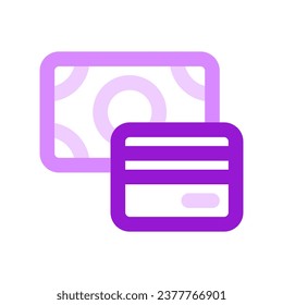 Método de pago editable, tarjeta, efectivo, icono del vector de dinero. Parte de una familia de iconos grandes. Perfecto para interfaces web y de aplicaciones, presentaciones, infografías, etc
