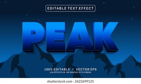 editable peak vector text effect with modern style design