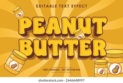 editable peanut butter text effect with illustration of peanut butter