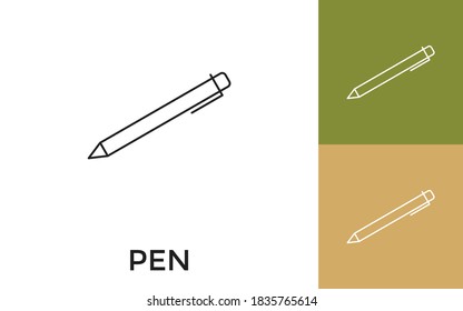 Editable Pen Thin Line Icon with Title. Useful For Mobile Application, Website, Software and Print Media.