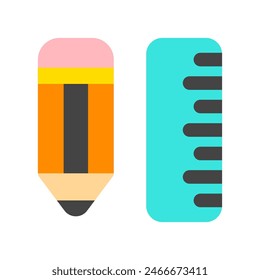 Editable pencil and ruler vector icon. Stationery, education, school, writing, tools. Part of a big icon set family. Perfect for web and app interfaces, presentations, infographics, etc