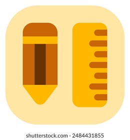 Icono de Vector de lápiz y Regla editable. Papelería, educación, escuela, escritura, herramientas. Parte de una gran familia de iconos. Perfecto para interfaces de Web y App, presentaciones, infografías, etc