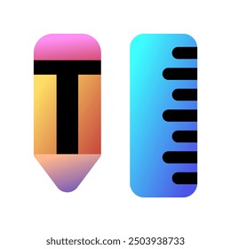 Editable pencil and ruler vector icon. Stationery, education, school, writing, tools. Part of a big icon set family. Perfect for web and app interfaces, presentations, infographics, etc