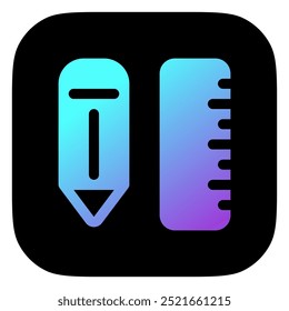 Editable pencil and ruler vector icon. Stationery, education, school, writing, tools. Part of a big icon set family. Perfect for web and app interfaces, presentations, infographics, etc