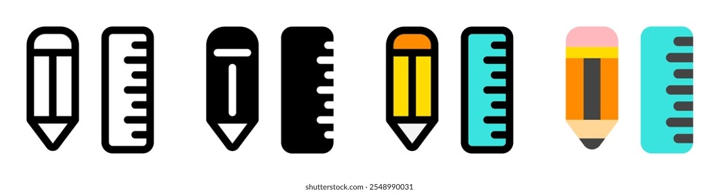 Editable pencil and ruler vector icon. Stationery, education, school, writing, tools. Part of a big icon set family. Perfect for web and app interfaces, presentations, infographics, etc