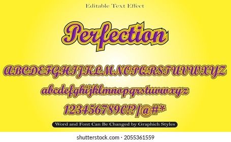 editable perfection cursive letter style text effect