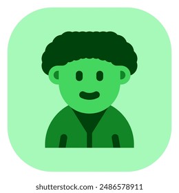 Editable person with afro hairstyle avatar vector icon. User, profile, identity, persona. Part of a big icon set family. Perfect for web and app interfaces, presentations, infographics, etc