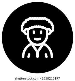 Editable person with afro hairstyle avatar vector icon. User, profile, identity, persona. Part of a big icon set family. Perfect for web and app interfaces, presentations, infographics, etc