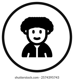 Editable person with afro hairstyle avatar vector icon. User, profile, identity, persona. Part of a big icon set family. Perfect for web and app interfaces, presentations, infographics, etc