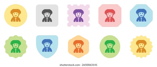 Pessoa editável com ícone de vetor de avatar estilo afro. Usuário, perfil, identidade, persona. Parte de uma grande família de conjuntos de ícones. Perfeito para interfaces web e app, apresentações, infográficos, etc