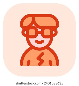 Editable person with bowl haircut and glasses avatar vector icon. User, profile, identity, persona. Part of a big icon set family. Perfect for web and app interfaces, presentations, infographics, etc