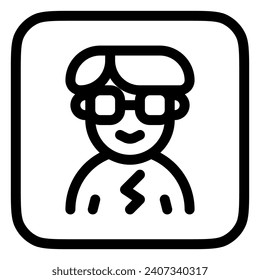 Editable person with bowl haircut and glasses avatar vector icon. User, profile, identity, persona. Part of a big icon set family. Perfect for web and app interfaces, presentations, infographics, etc