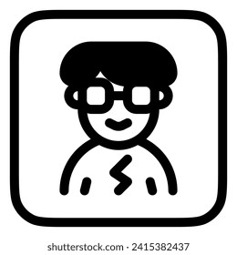 Editable person with bowl haircut and glasses avatar vector icon. User, profile, identity, persona. Part of a big icon set family. Perfect for web and app interfaces, presentations, infographics, etc