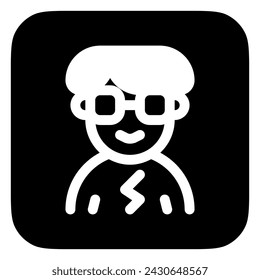 Editable person with bowl haircut and glasses avatar vector icon. User, profile, identity, persona. Part of a big icon set family. Perfect for web and app interfaces, presentations, infographics, etc