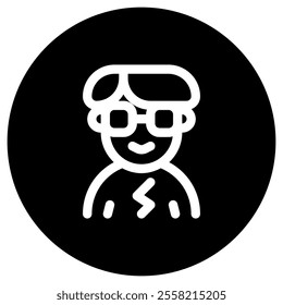 Editable person with bowl haircut and glasses avatar vector icon. User, profile, identity, persona. Part of a big icon set family. Perfect for web and app interfaces, presentations, infographics, etc